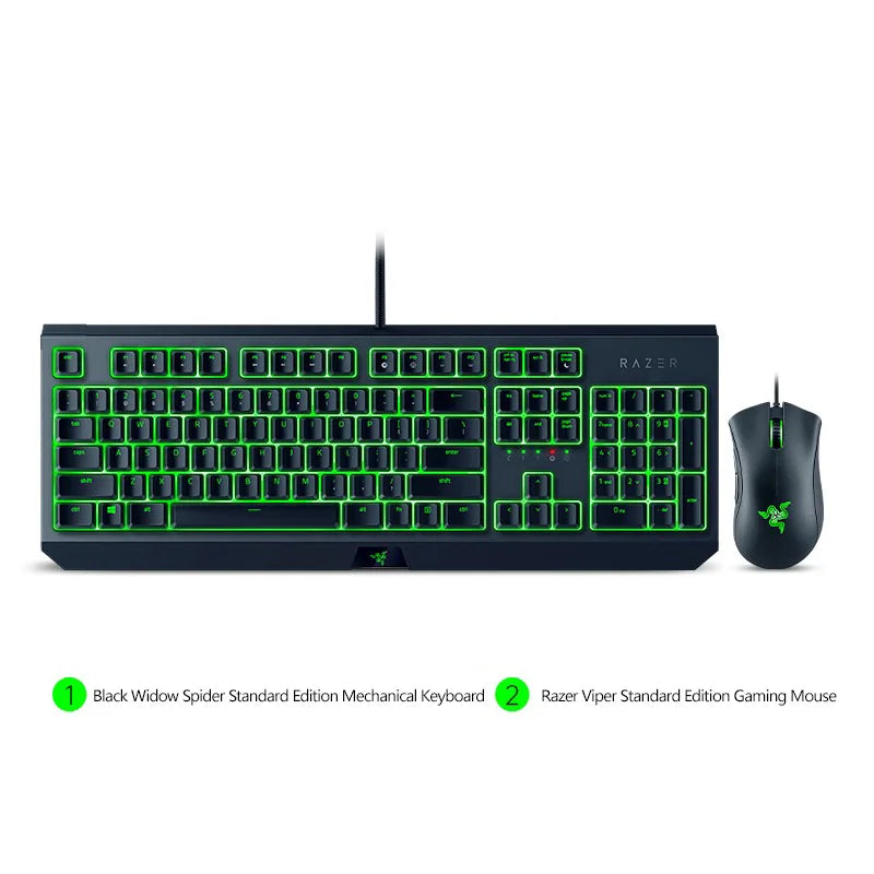 Razer Black Widow Mechanische Tastatur Viper Gaming Maus Grün Hintergrundbeleuchtung Computer E-Sport Set Warcraft