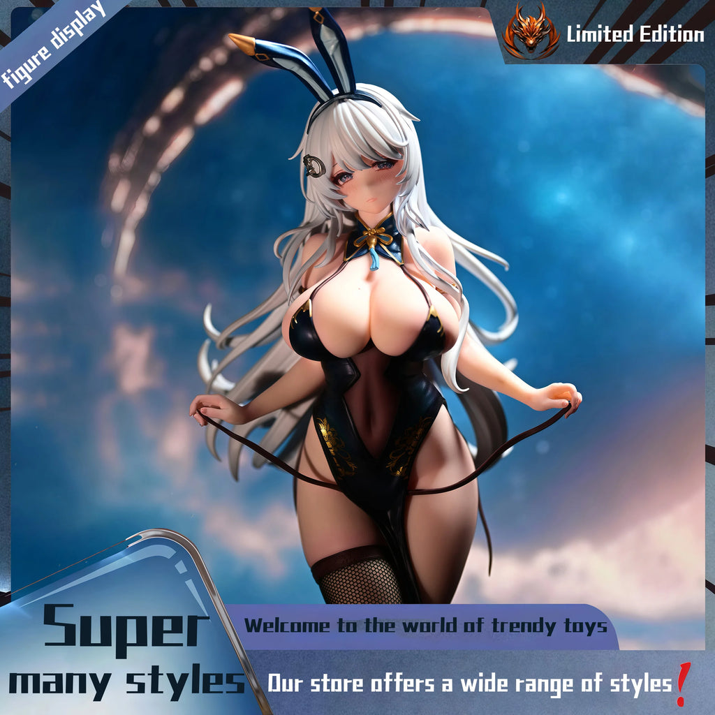 Qipao Rabbit GirlPeripheral figurine model table decoration, birthday gift, trendy toy scene decoration, car decoration