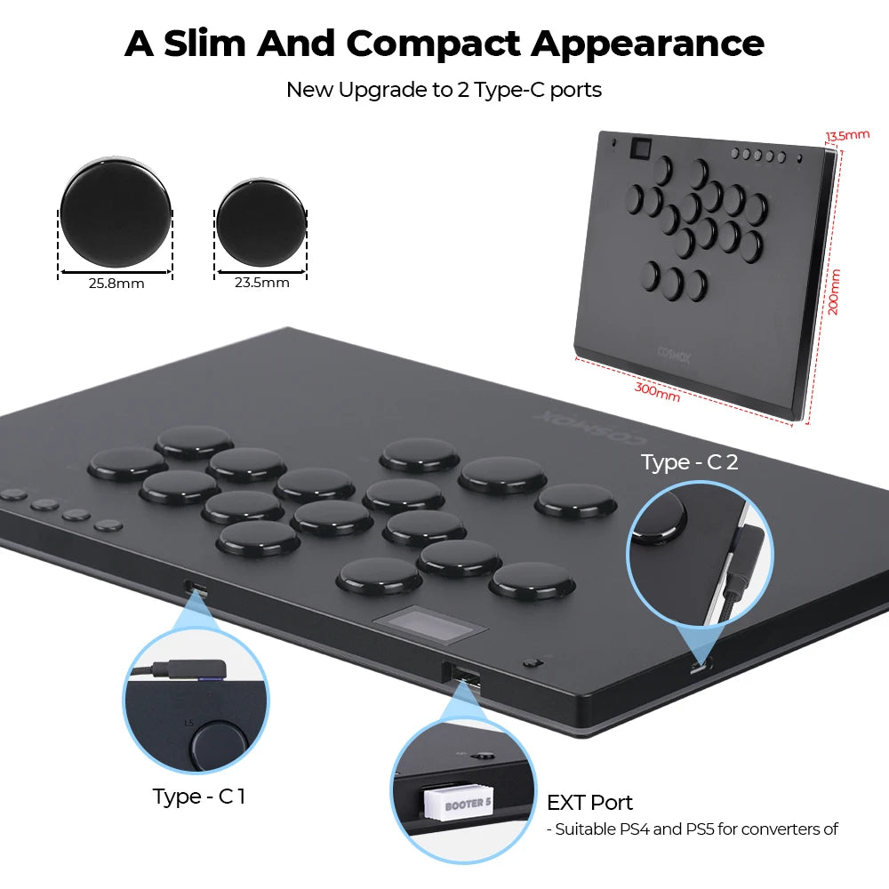 Haute42 M-Ultra Aluminium Alloy Leverless Arcade Stick Hitbox Controller For PC/ Ps4 / Ps5 /Switch Arcade Leverless Controller