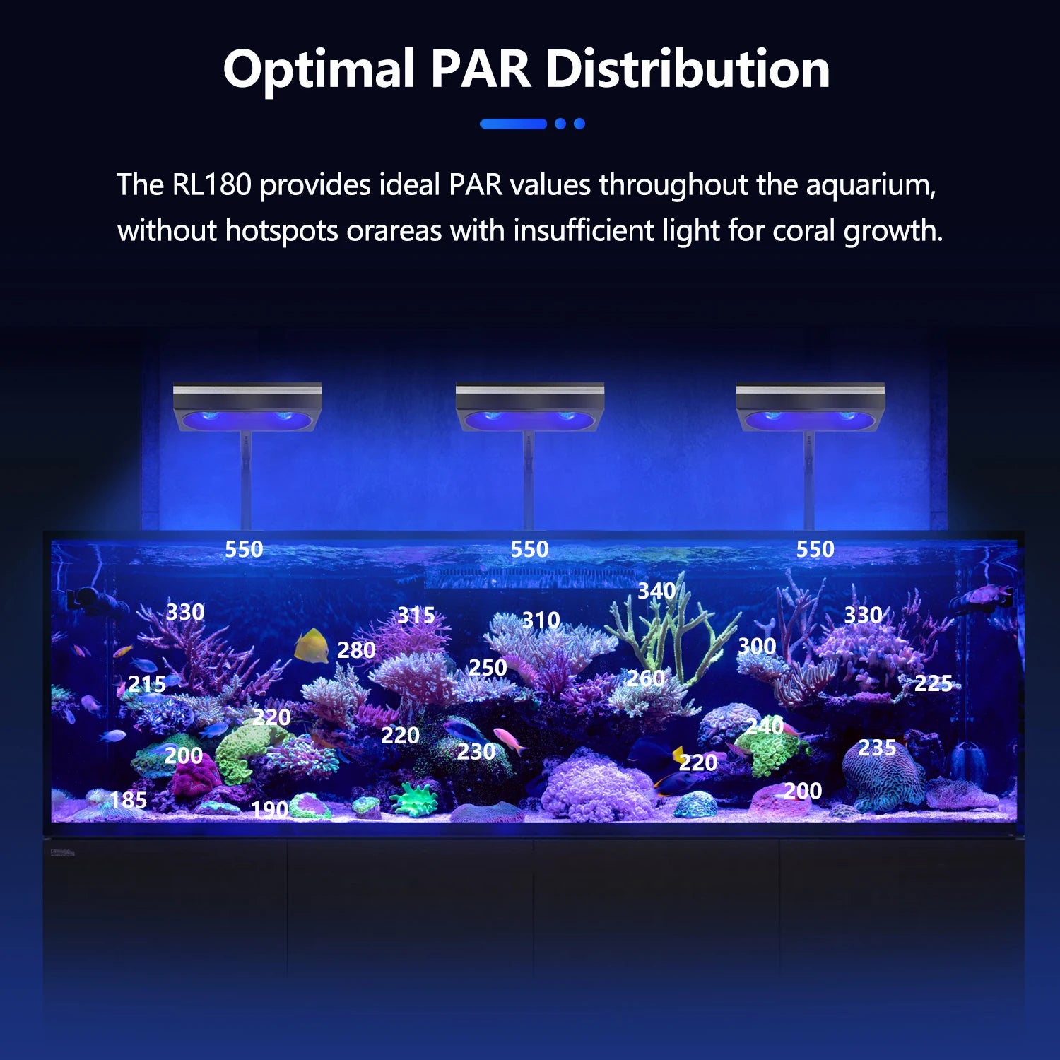PopBloom RL90/RL180 WiFi Aquarium Light, Lamp for Marine Aquarium, Full Spectrum Aquarium LED Light for Reef Coral SPS/LPS Tank
