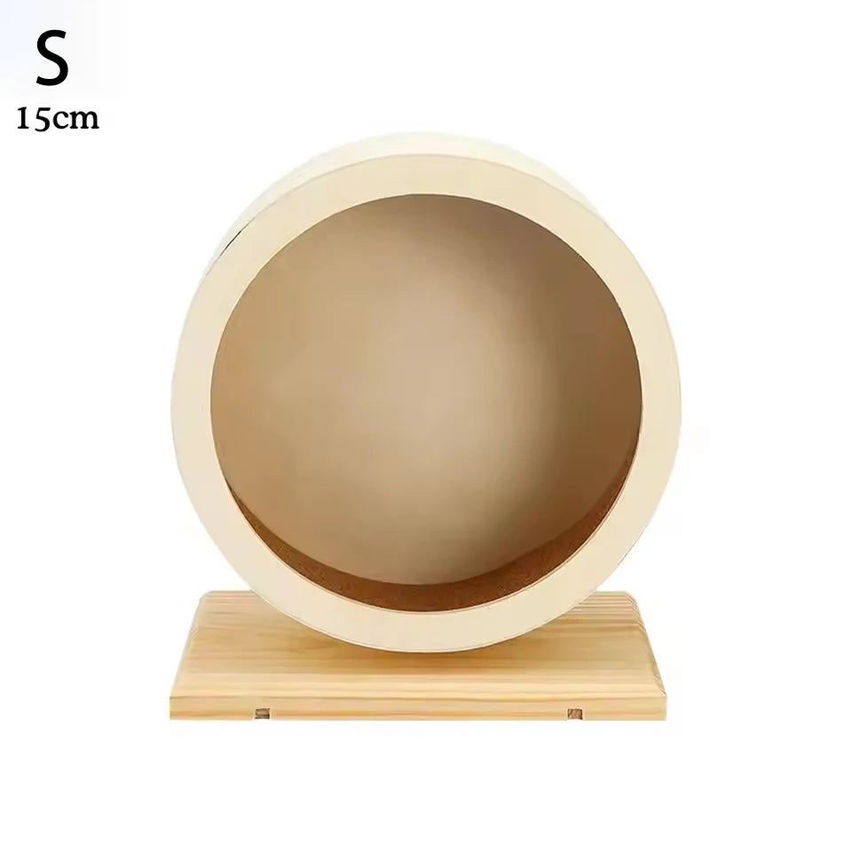 Hamster running wheel golden bear silent wooden with stand with cork pad roller sports toy landscaping small pet supplies