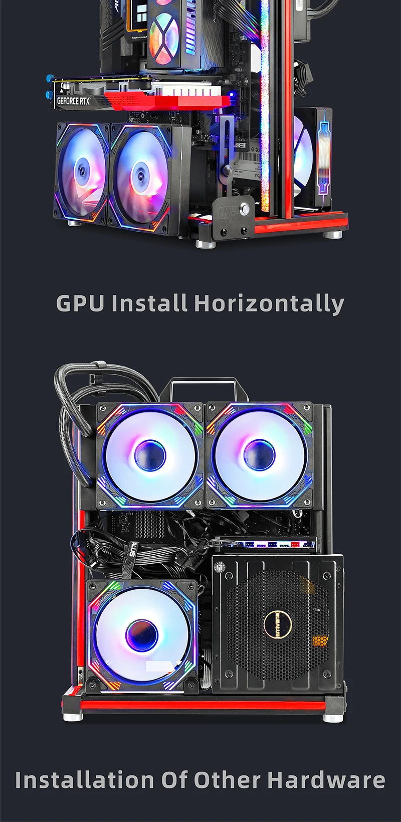 METALFISH BlockCase Aluminium Open Frame Case unterstützt ATX/M-ATX Mainboard GPU Mount Horizontal 240 Wasserkühler Gaming Cabinet