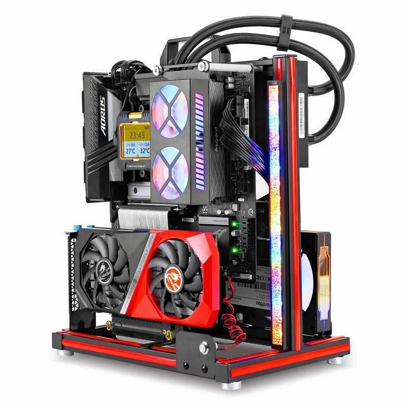 METALFISH BlockCase Aluminium Open Frame Case unterstützt ATX/M-ATX Mainboard GPU Mount Horizontal 240 Wasserkühler Gaming Cabinet