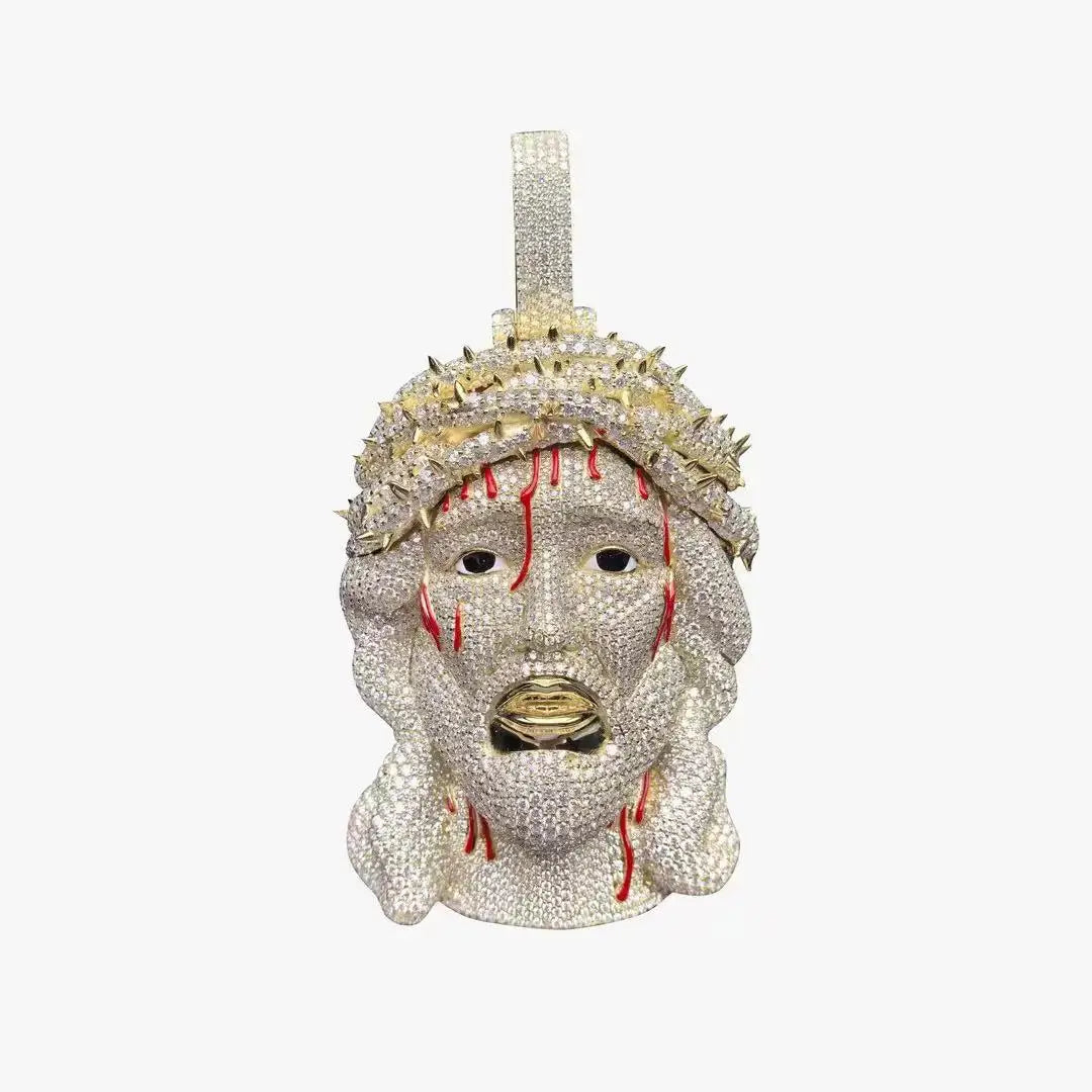 Hip-hop high-end custom portrait pendant S925 silver inlaid with moissanite