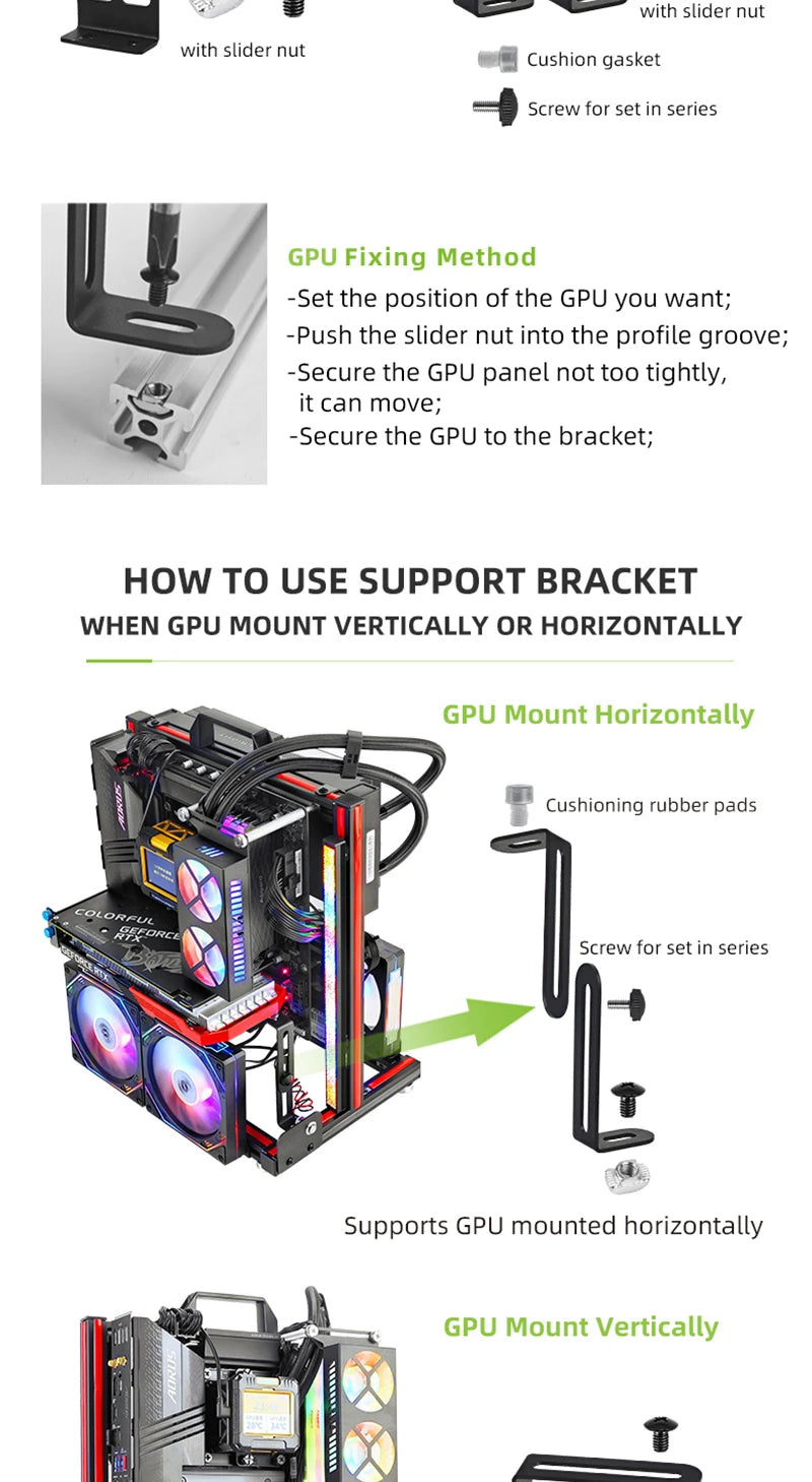 METALFISH BlockCase Aluminium Open Frame Case unterstützt ATX/M-ATX Mainboard GPU Mount Horizontal 240 Wasserkühler Gaming Cabinet