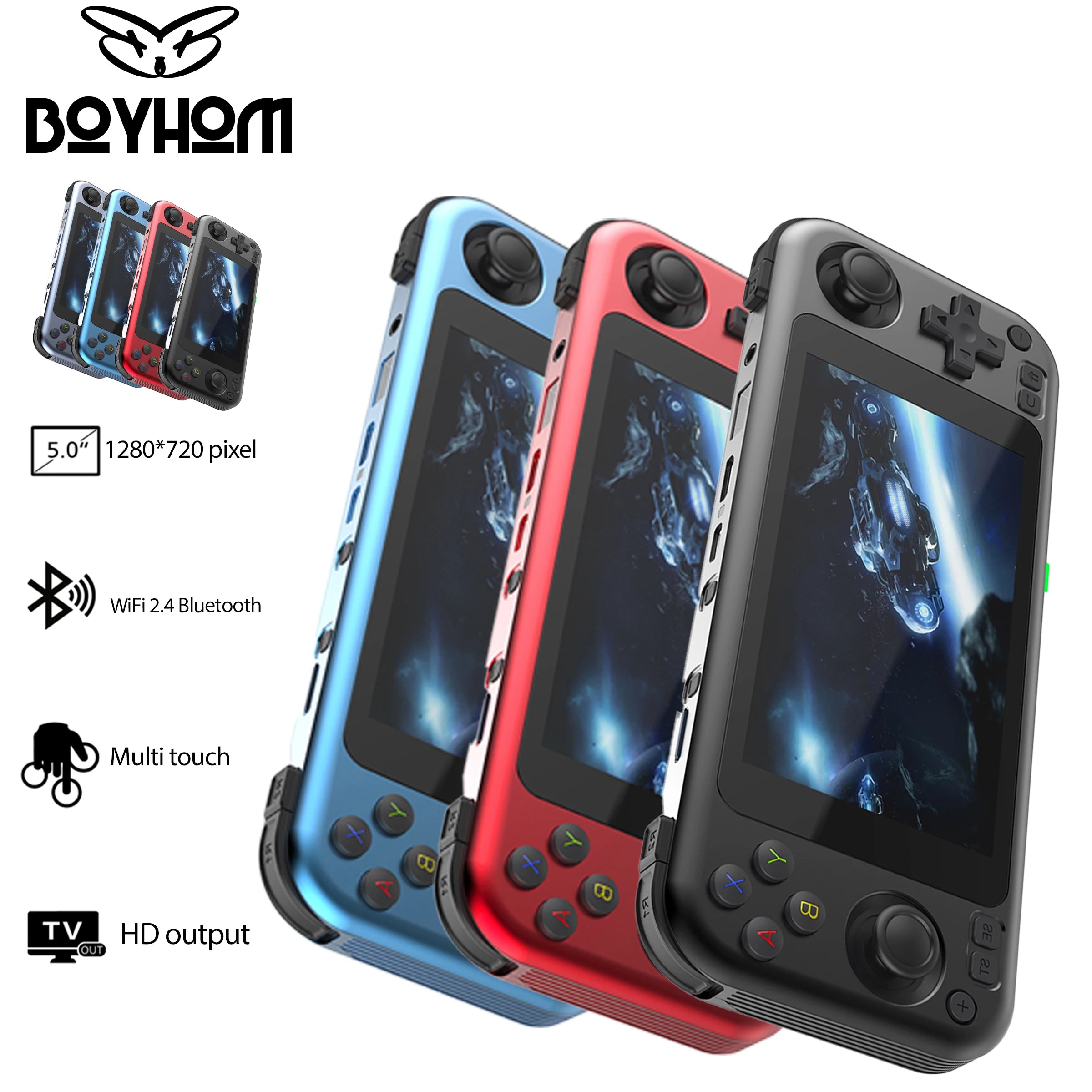 NEW R50pro Retro Handheld Game Console 5 inch IPS High definition Touch screen nostalgic Metal Body, 4000mAh Long battery Life