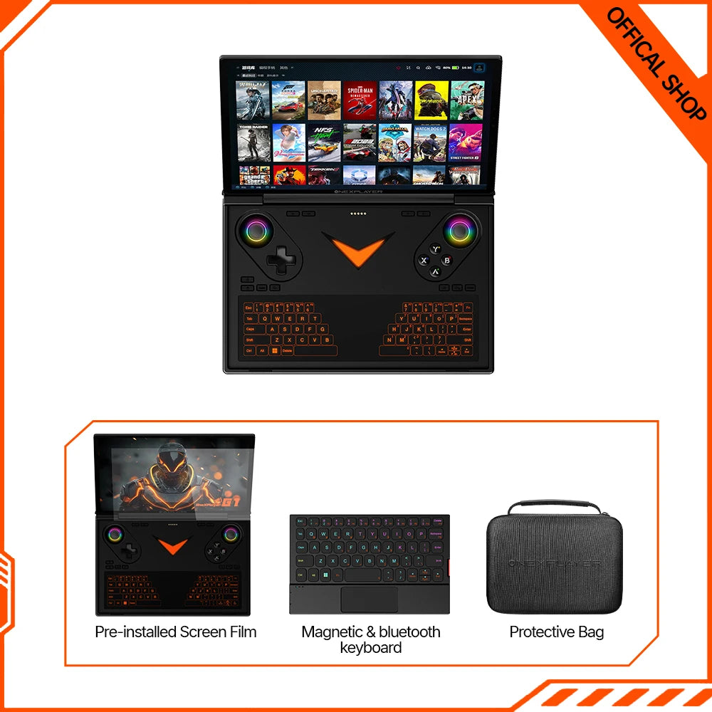 New Onexplayer G1 8.8 Inch AI HX 370 Oculink Laptop Video Game Portable Game pc Laptop Bluetooth Dual Keyboard