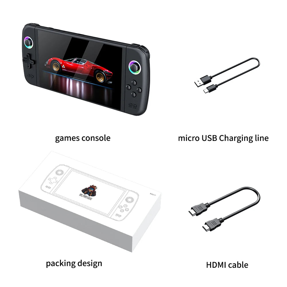 2025 new M27 Portable Pocket Retro Handheld Video Game Console 7.0Inch IPS Screen 1024*600 Display Support LINUX Emelec HDMI Out