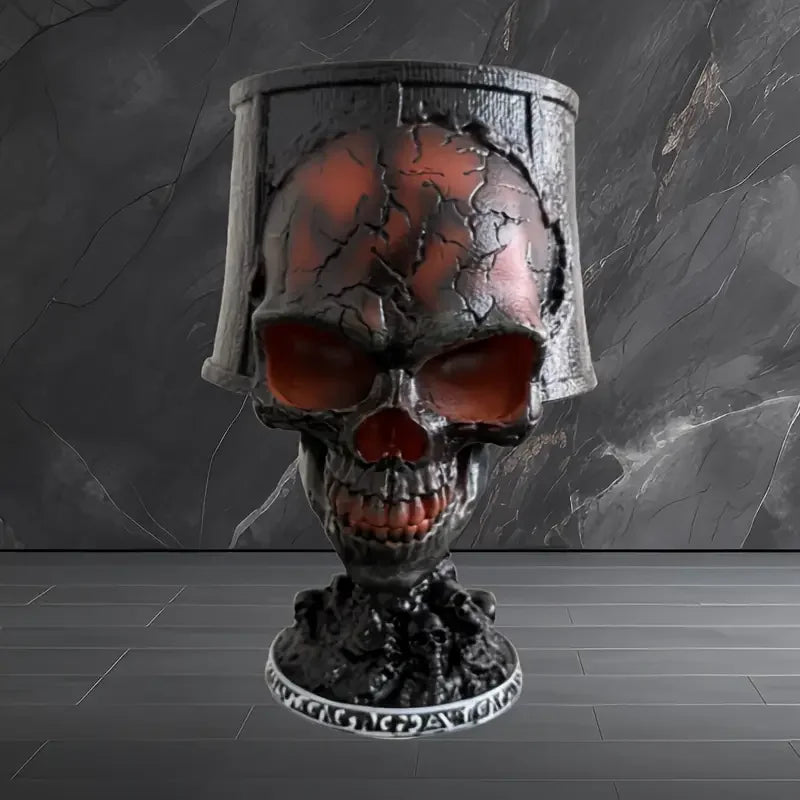 Skeleton Ornaments Resin Figurines with Lamp Miniature Creative Black Sculptures Room Decoration Accessories for Halloween
