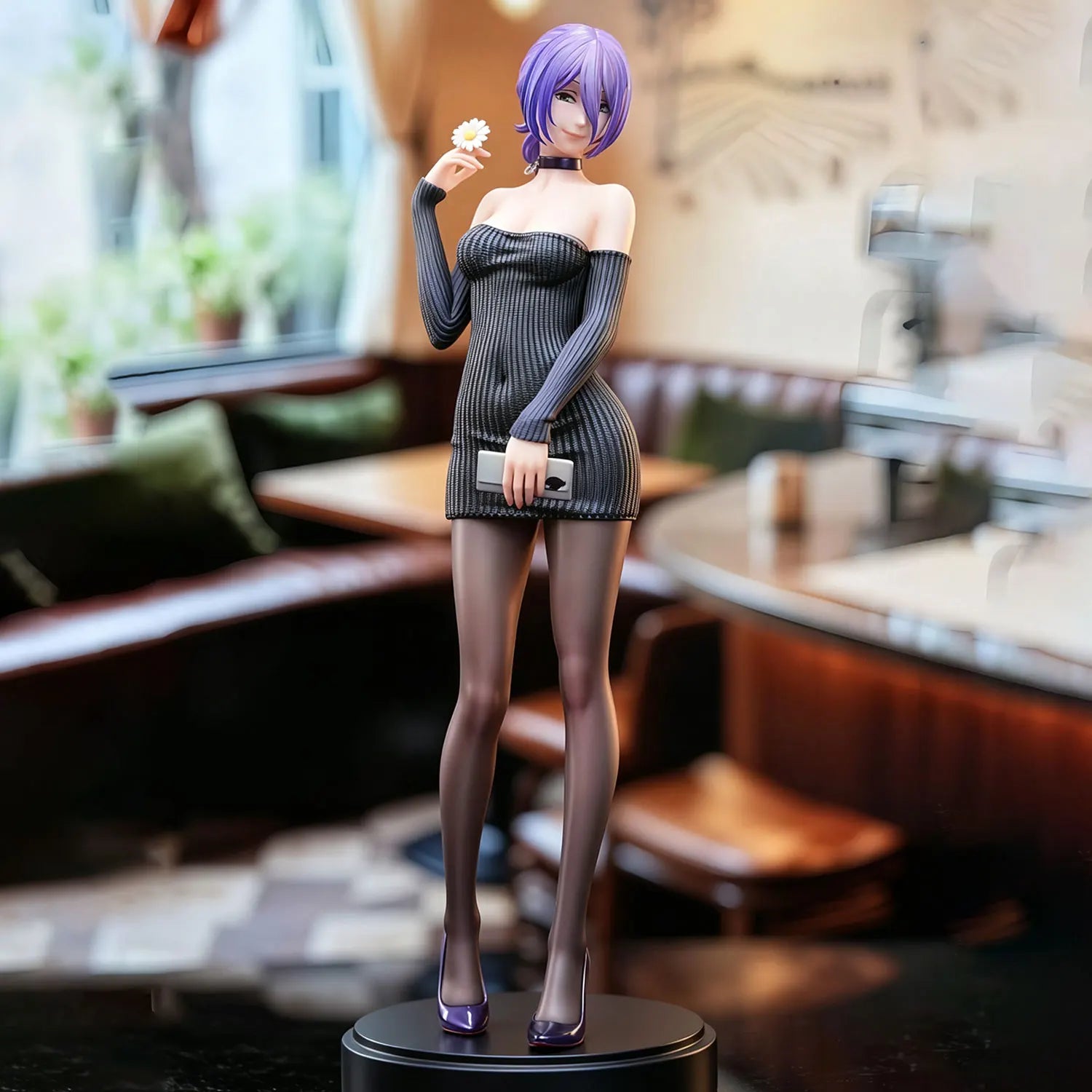 Reze, Black Knit Sweater Anime Figure Model, Trendy Scene Ornaments, Premium Collectible Decor Gifts Exclusive for Anime Fans