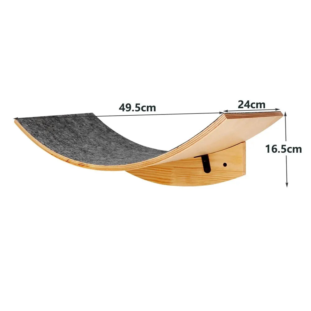 Cat Wall Wooden Climbing Bridge or Cat Hammock and Jumping Platform with Scratching Post Stairway Ladder for Cats Play