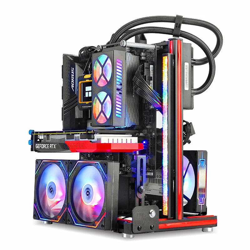 METALFISH BlockCase Aluminium Open Frame Case unterstützt ATX/M-ATX Mainboard GPU Mount Horizontal 240 Wasserkühler Gaming Cabinet