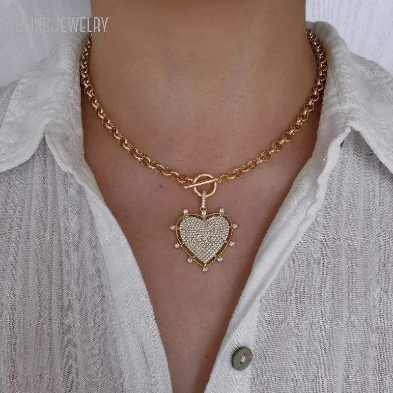 10pcs Gold Color Lariat Love Spike Heart Y Necklace Layering Dainty Paperclip Chain Jewelry