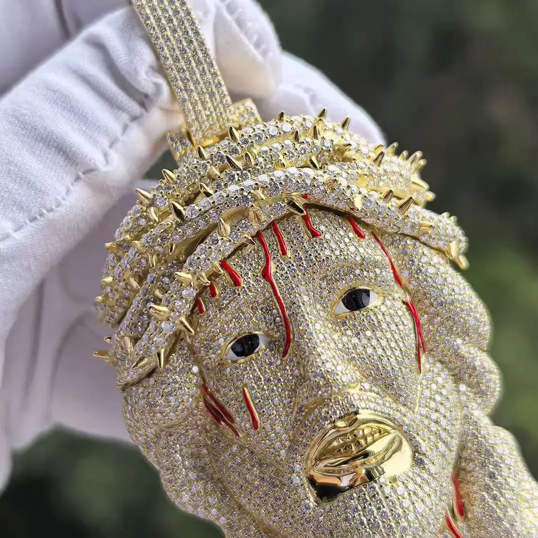 Hip-hop high-end custom portrait pendant S925 silver inlaid with moissanite