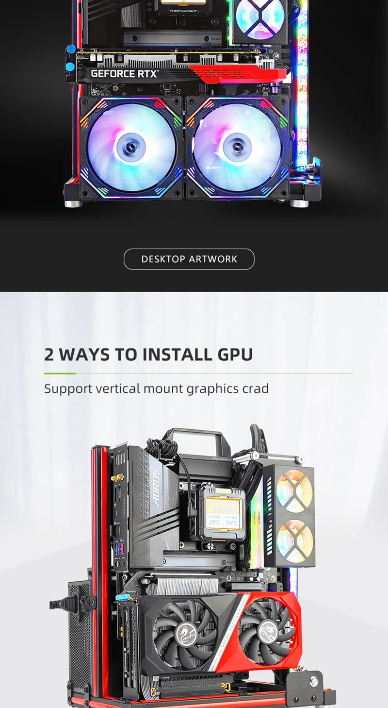 METALFISH BlockCase Aluminium Open Frame Case unterstützt ATX/M-ATX Mainboard GPU Mount Horizontal 240 Wasserkühler Gaming Cabinet