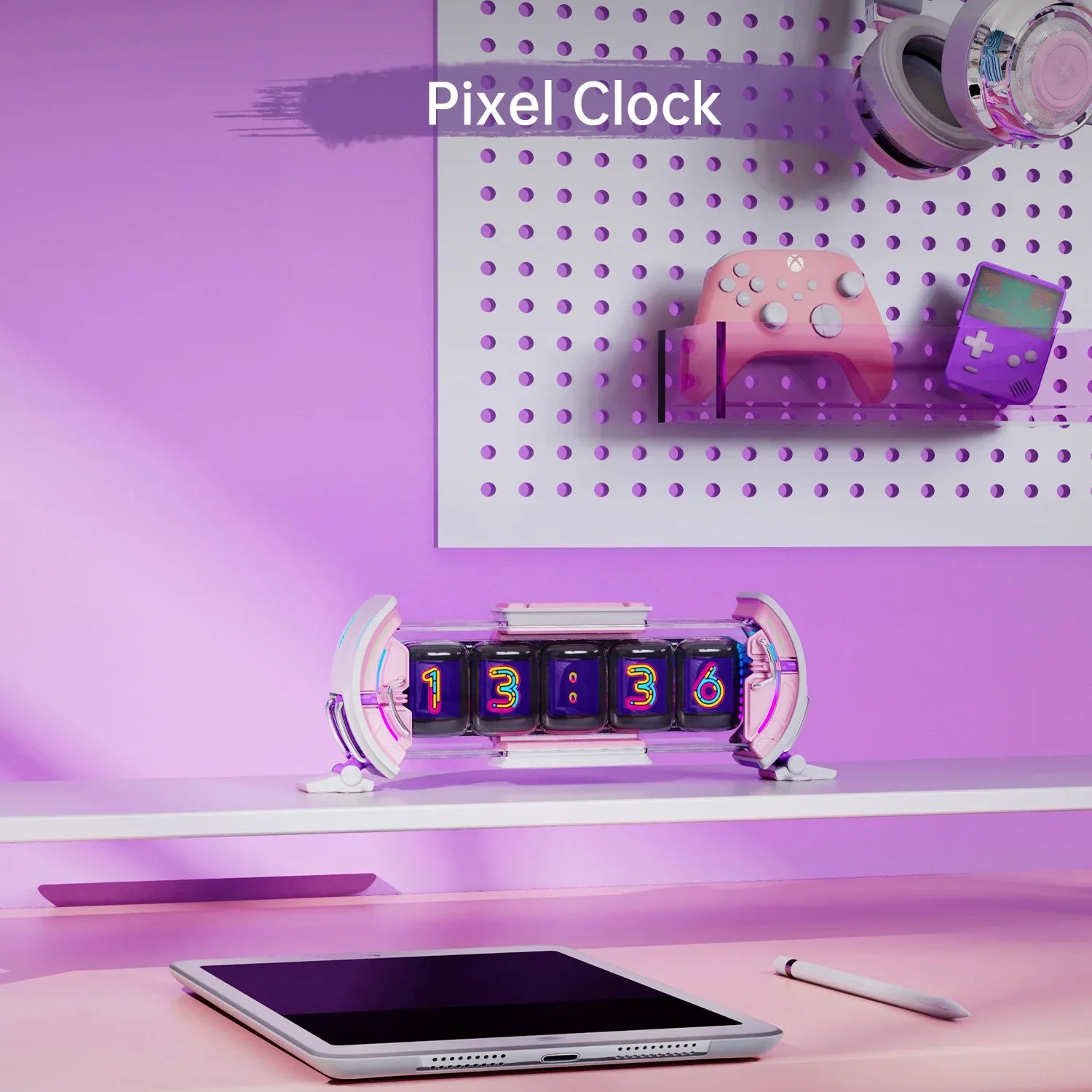 Divoom Times Gate gibt Gaming-Digitaluhr DIY-Bildschirmsteuerungsunterstützung Wettervorhersage Aktienmarkt/Wechselkurs Desktop-Dekor