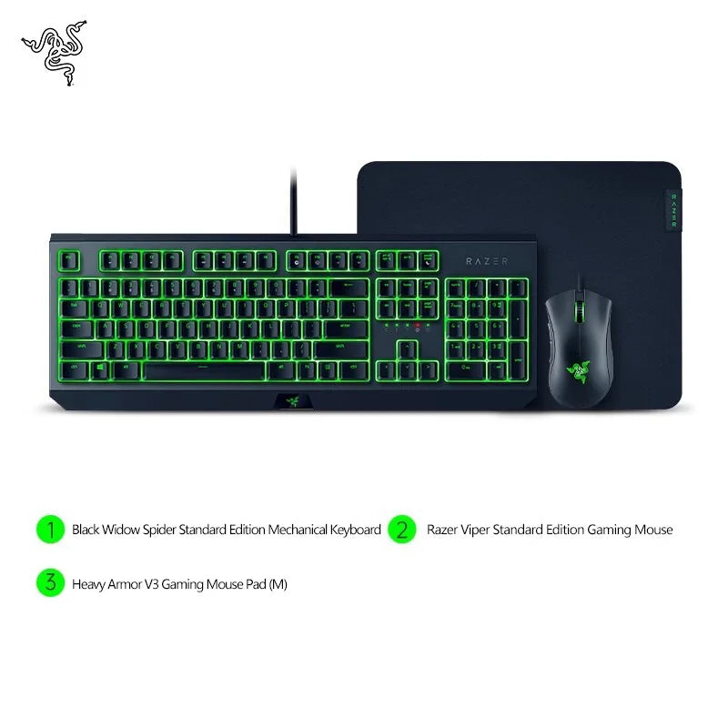 Razer Black Widow Mechanische Tastatur Viper Gaming Maus Grün Hintergrundbeleuchtung Computer E-Sport Set Warcraft