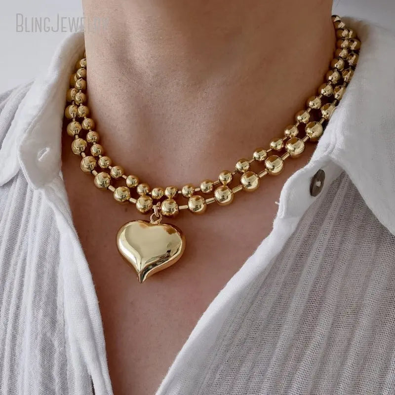 10pcs Gold Color Lariat Love Spike Heart Y Necklace Layering Dainty Paperclip Chain Jewelry