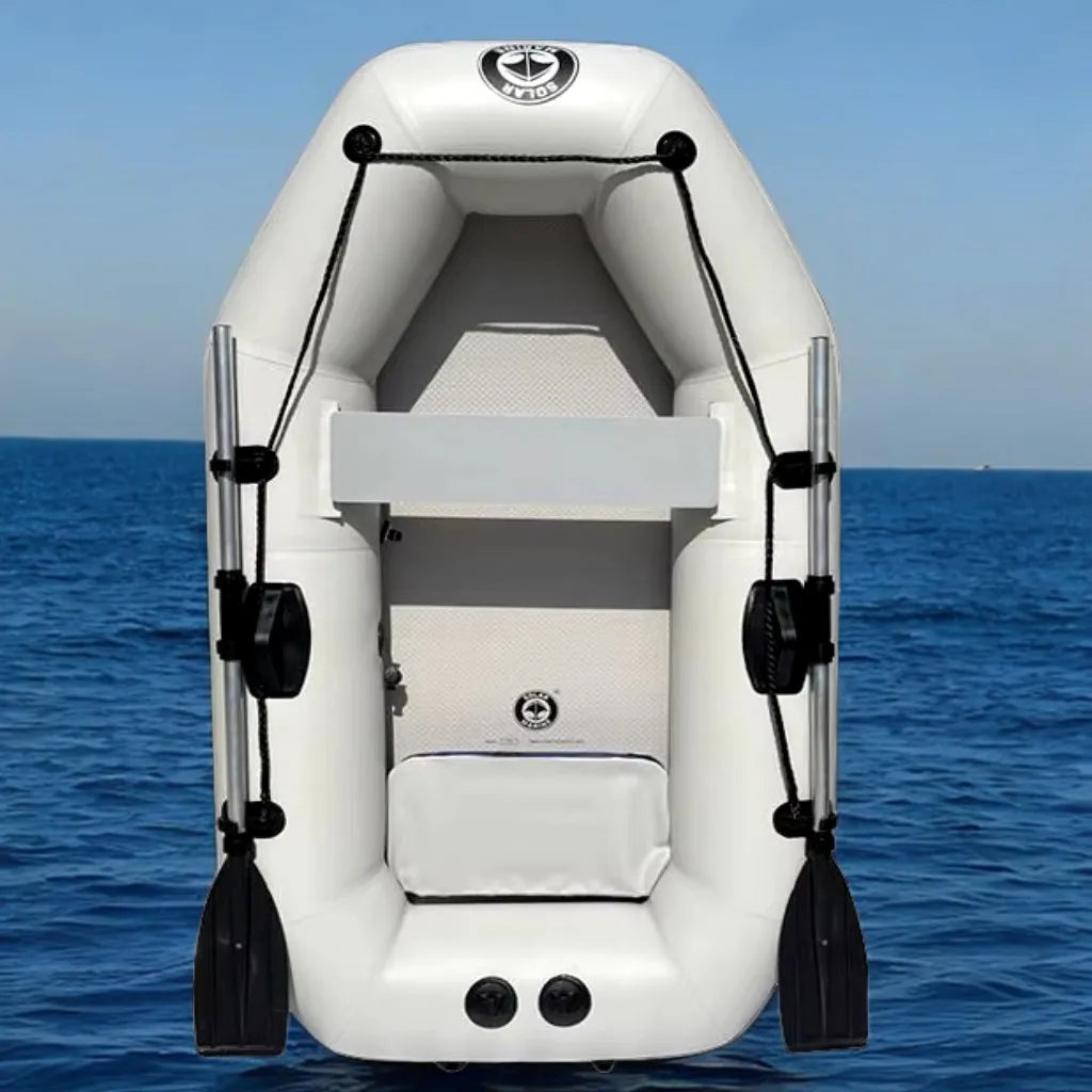 Надуваема състезателна лодка SOLARMARINE, PVC материал, ламиниран износоустойчив, риболовен каяк, помпа за гребла, 0.7 мм, 200 см, 2 души