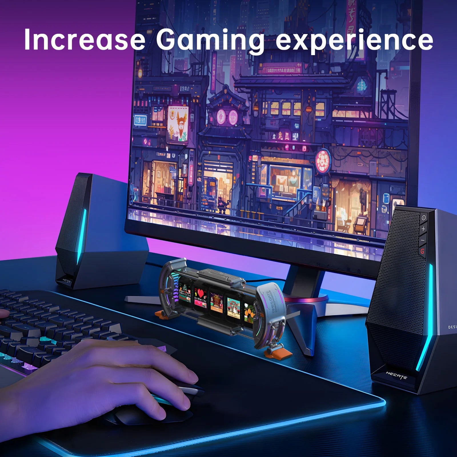 Divoom Times Gate - Cyberpunk Gaming Setup Digital Clock with Smart APP Control, WiFi Connect, RGB LED Display,