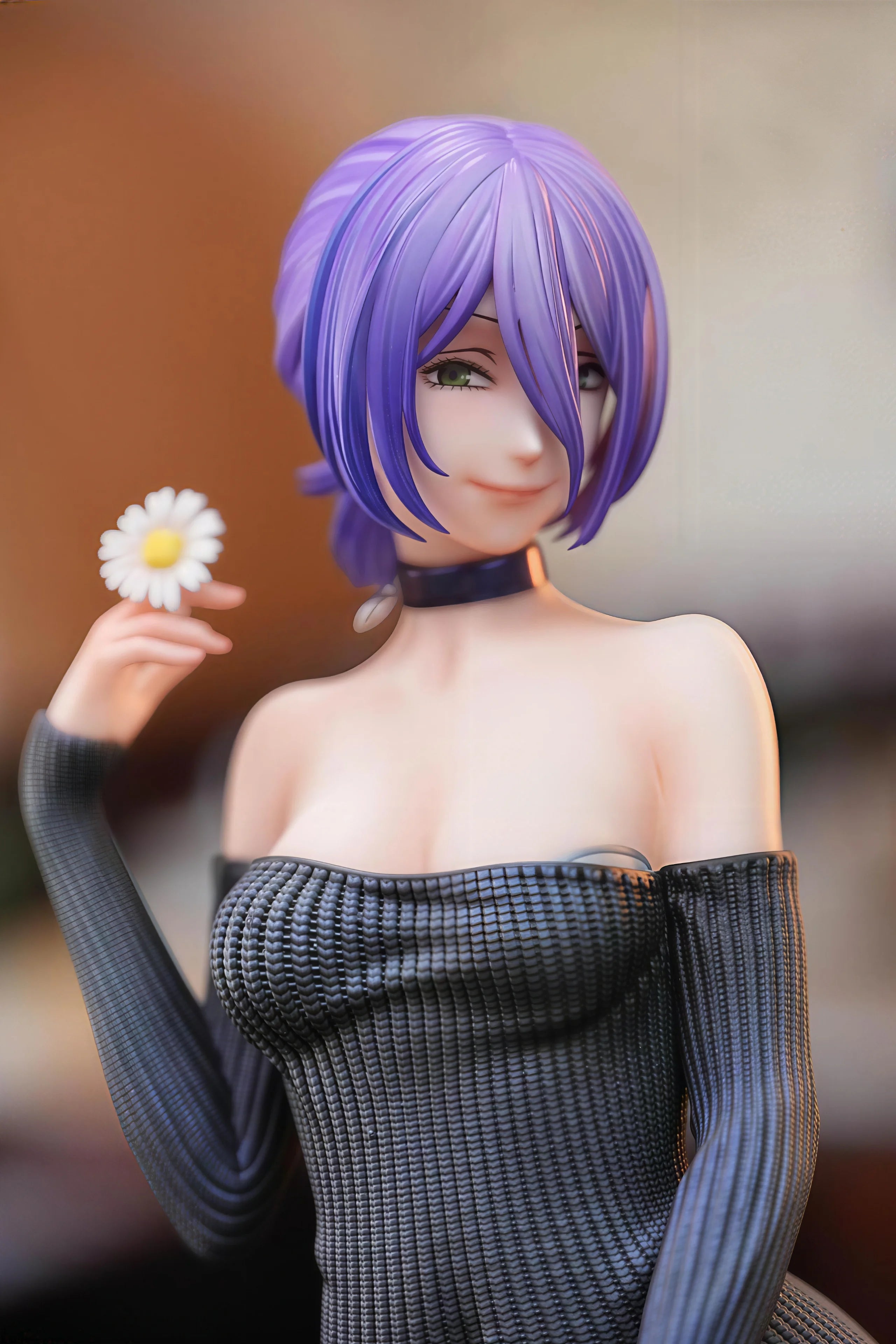 Reze, Black Knit Sweater Anime Figure Model, Trendy Scene Ornaments, Premium Collectible Decor Gifts Exclusive for Anime Fans