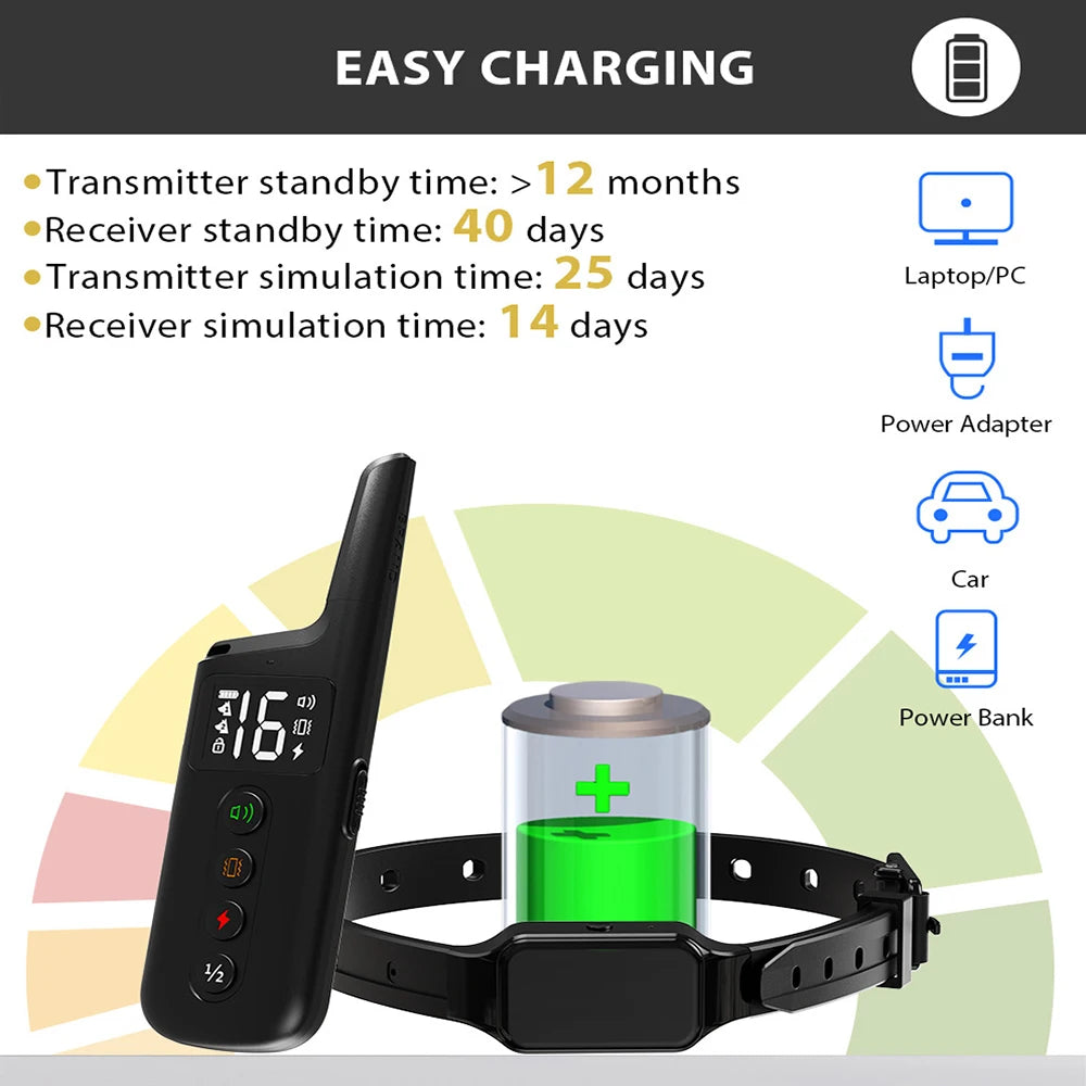 For 1 Dog Electric Shock Column Powerful Electric Vibration Electric Shock Collar With 300M Remote Control Training Device