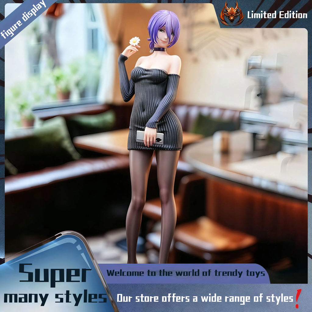 Reze, Black Knit Sweater Anime Figure Model, Trendy Scene Ornaments, Premium Collectible Decor Gifts Exclusive for Anime Fans