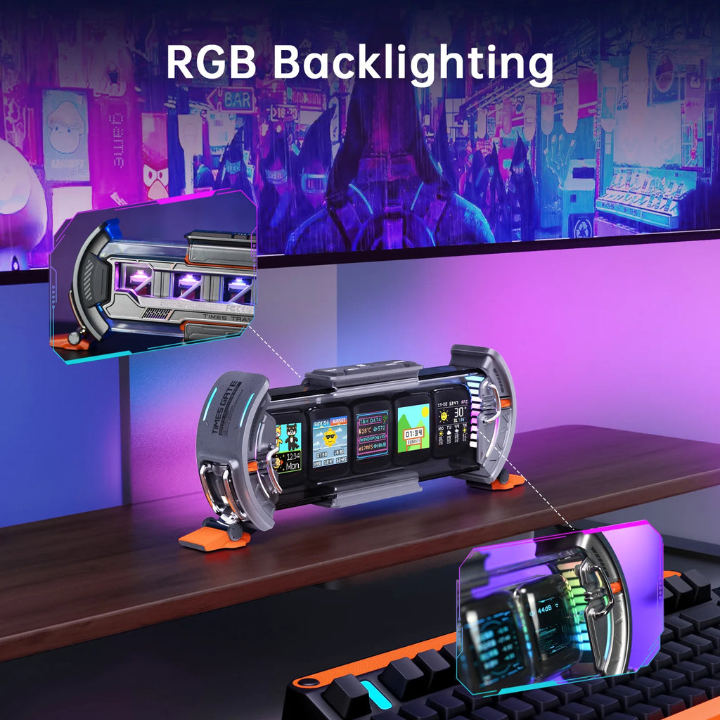 Divoom Times Gate – Cyberpunk Gaming Setup Digitaluhr mit intelligenter APP-Steuerung, WiFi-Verbindung, RGB-LED-Anzeige, 