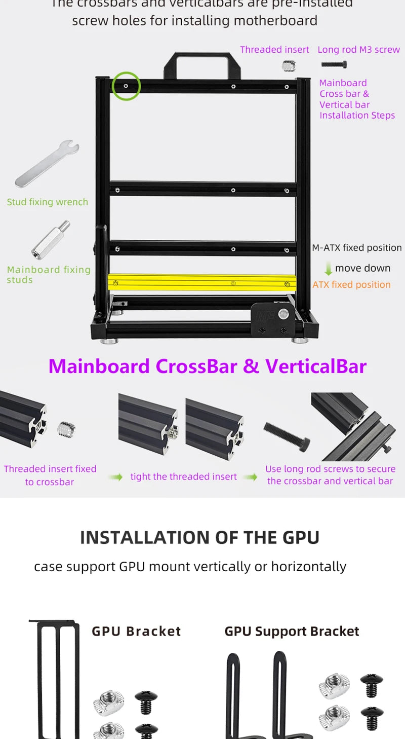 METALFISH BlockCase Aluminium Open Frame Case unterstützt ATX/M-ATX Mainboard GPU Mount Horizontal 240 Wasserkühler Gaming Cabinet