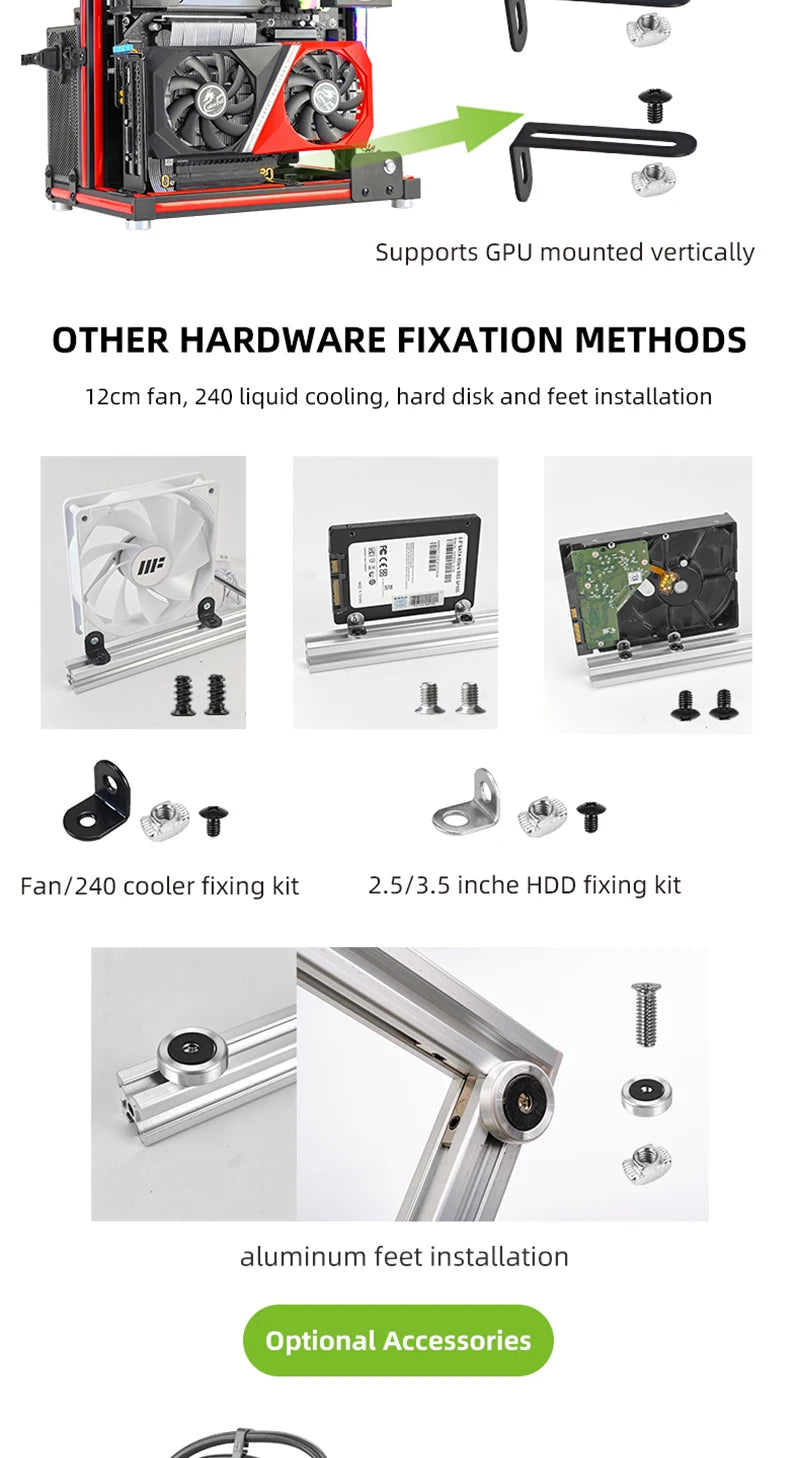 METALFISH BlockCase Aluminium Open Frame Case unterstützt ATX/M-ATX Mainboard GPU Mount Horizontal 240 Wasserkühler Gaming Cabinet