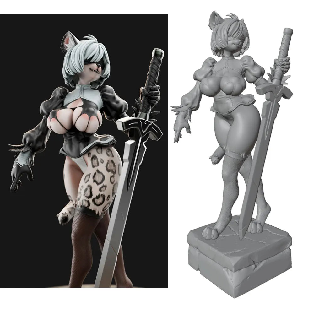 1/24 Orcs Female Warrior Resin Model Kits  3D Printed Gray Model Figurine DIY Doll Collection Unassembled And Unpainted