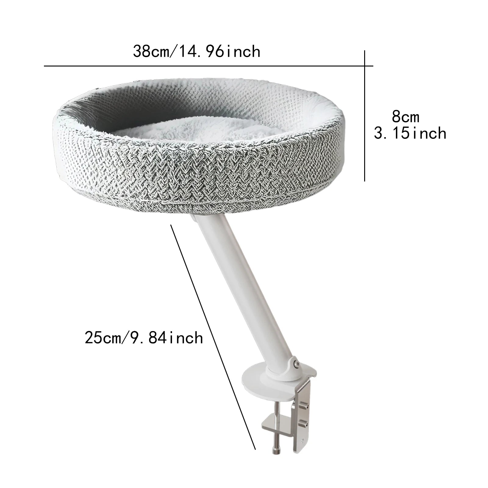 Cat Desk Bed Cat Hammock Elevated Round Sturdy Bed 360° Rotation Cat Nest Kitten Furniture for Home Office Clamping Table