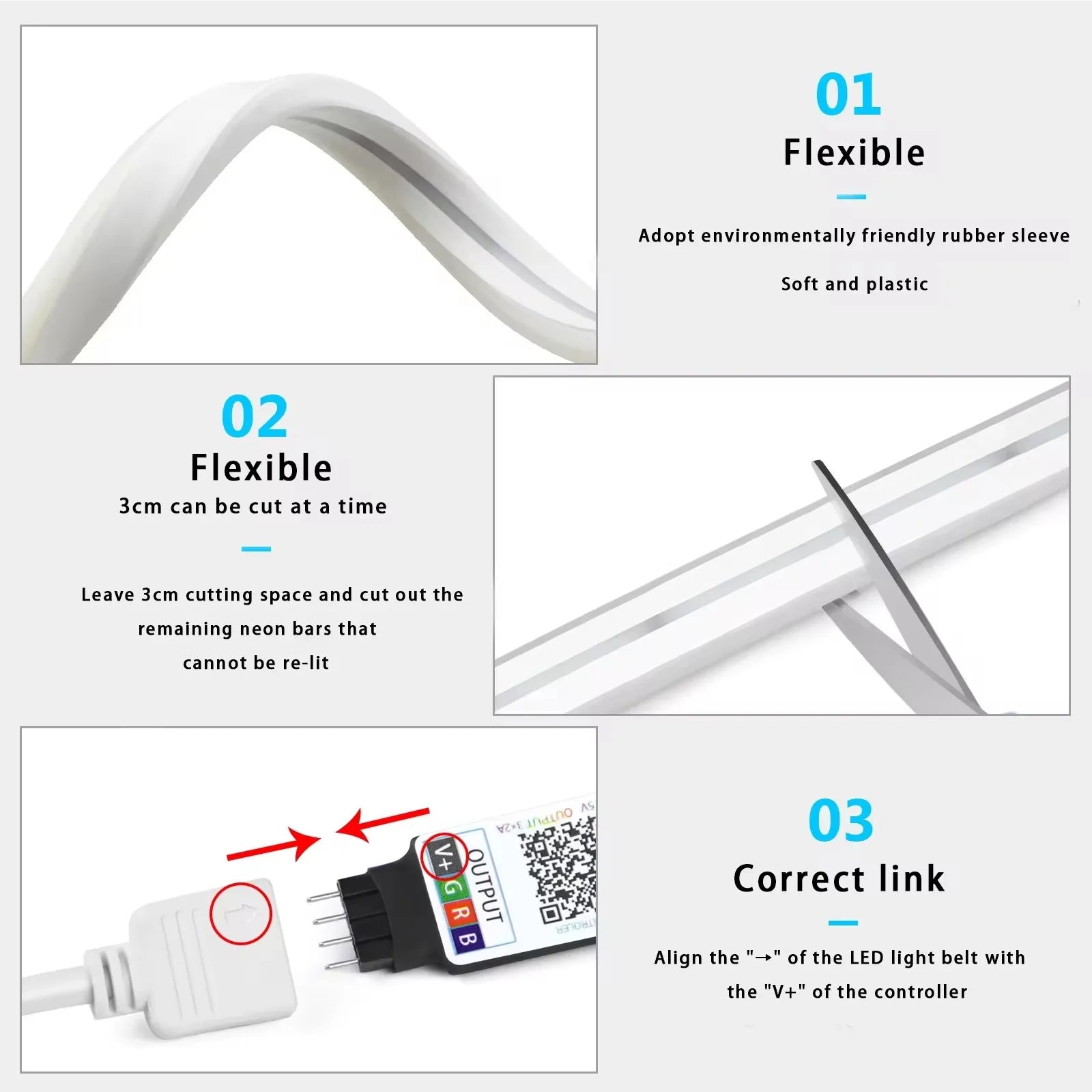 DC5V RGBIC Neon LED Strip Lights Neon Rope Light with Music Sync DIY RGBIC Dreamcolor Chasing Strip Tape for Home Decor Lighting