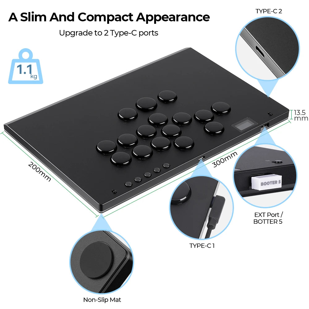 Haute42 Aluminium Alloy Hitbox Leverless Controller Stickless Arcade Stick For PC/ Ps4 / ps5/Steam Hitbox Fighting Controller