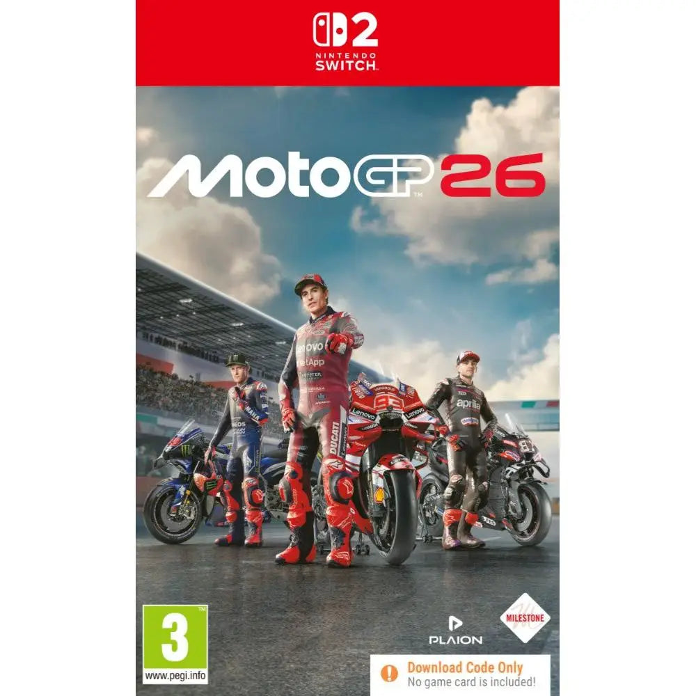 MotoGP 26 Switch 2 Digital Key UK - Official 2026 Racing Game, Download Code Only, Features Arcade and Pro Experiences, Enhanced Physics, Dynamic Rider Ratings, Cross-Play Support for Nintendo Switch, Immerse in MotoGP Action