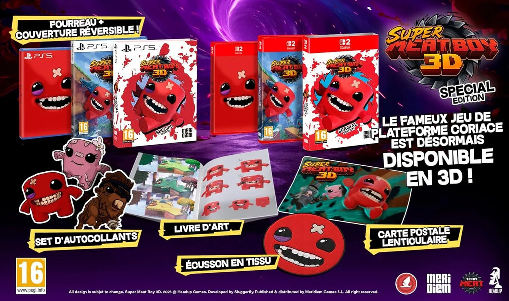 Super Meat Boy 3D Special Edition Game for Nintendo Switch, physical format, factory sealed, from Nintendo, ideal for switch games and retro gaming enthusiasts.