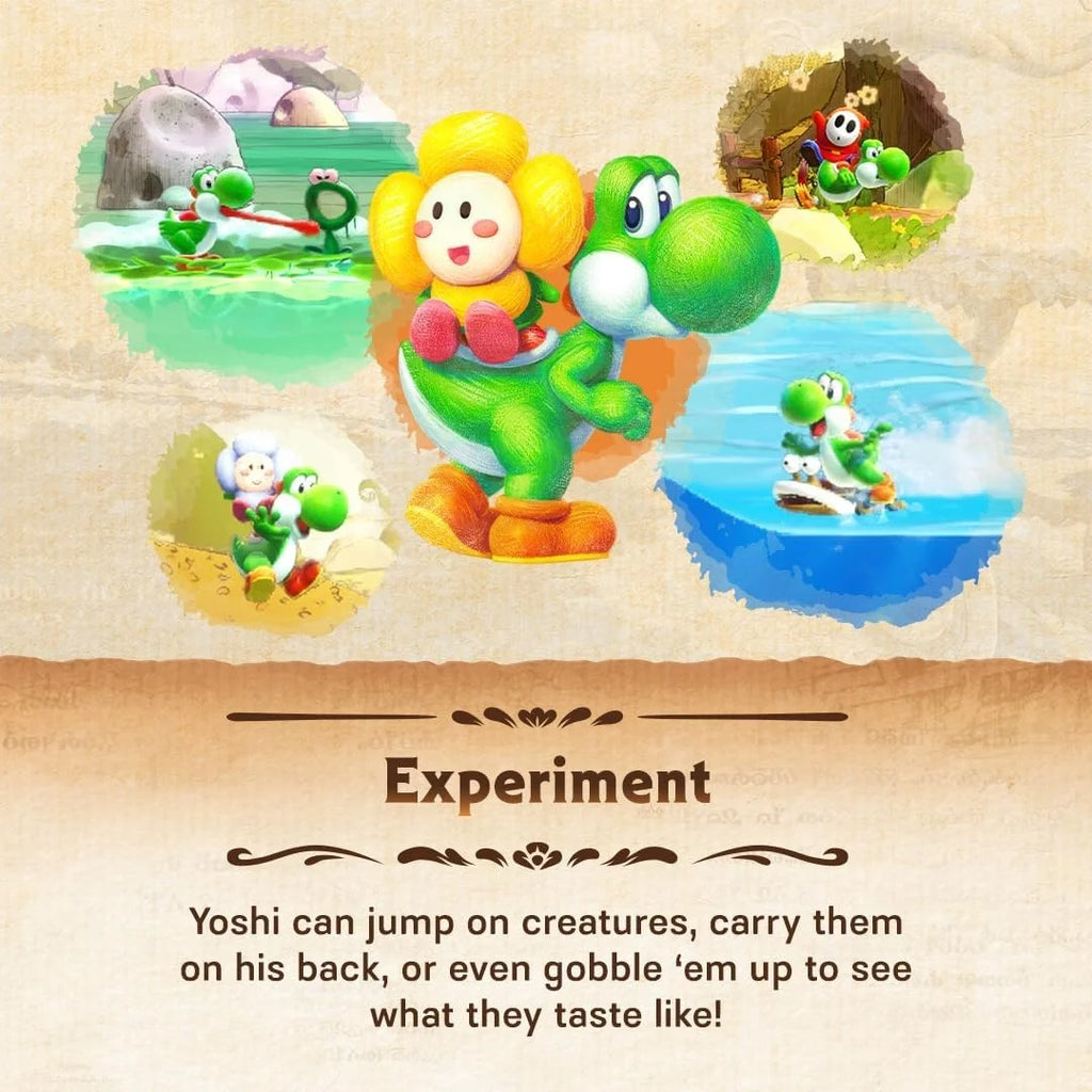 Yoshi and the Mysterious Book Game for Nintendo Switch 2, physical format, English language, factory sealed, Nintendo brand, compatible with Switch games, includes multi-language subtitles for an immersive experience.