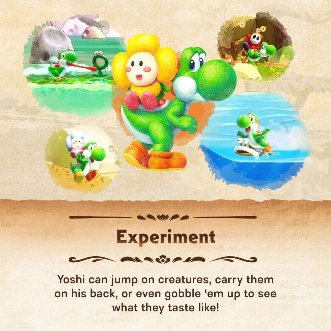 Yoshi and the Mysterious Book Game for Nintendo Switch 2, physical format, English language, factory sealed, Nintendo brand, compatible with Switch games, includes multi-language subtitles for an immersive experience.