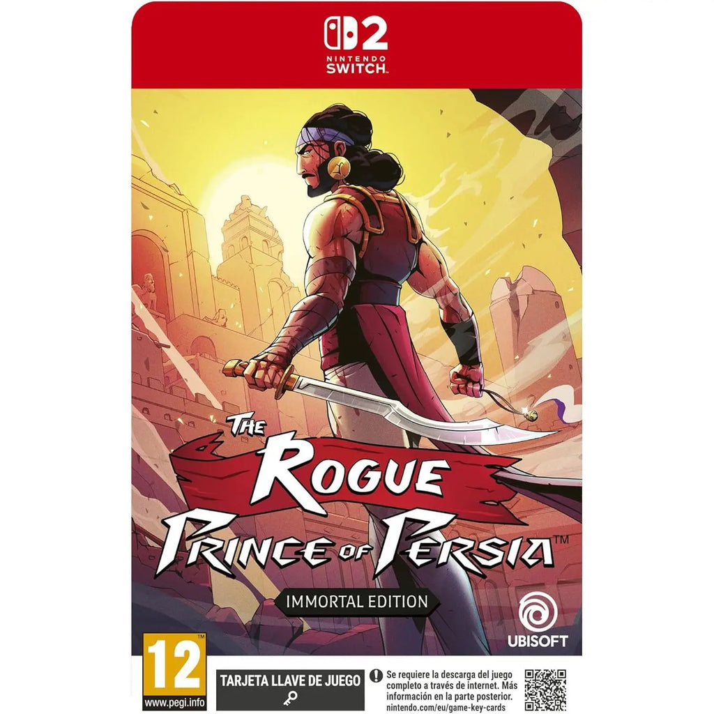 The Rogue Prince of Persia: Immortal Edition - Nintendo Switch game featuring a Steelbook, exclusive art cards, and a double-sided poster with procedural levels and narrative-driven gameplay for 12-15 years.