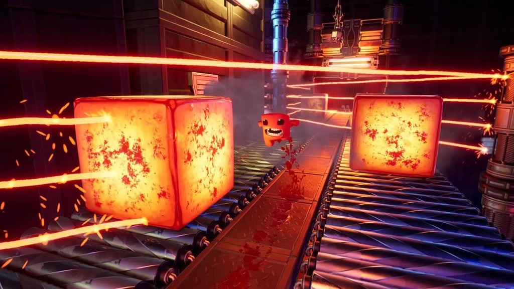 Super Meat Boy 3D - Nintendo Switch Game in Spanish, featuring intense 3D platforming action, brutal levels testing precision, epic boss battles, and unlockable secrets for retro gaming enthusiasts.