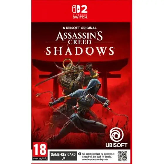 Assassin's Creed Shadows for Nintendo Switch 2 - Action-Adventure Game set in Feudal Japan with Assassin and Samurai characters, featuring stealth gameplay and immersive world exploration.