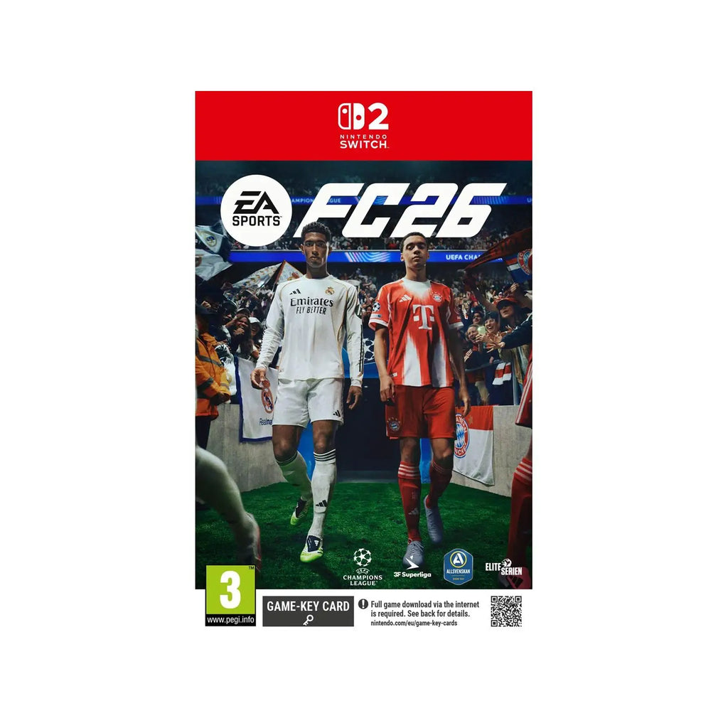 Nintendo Switch 2 EA Sports FC™ 26 Game Key Card, digital sports game for Nintendo Switch, featuring Football Ultimate Team™ and Career Mode, suitable for ages 16+, CE certified, perfect for gamers looking for multiplayer