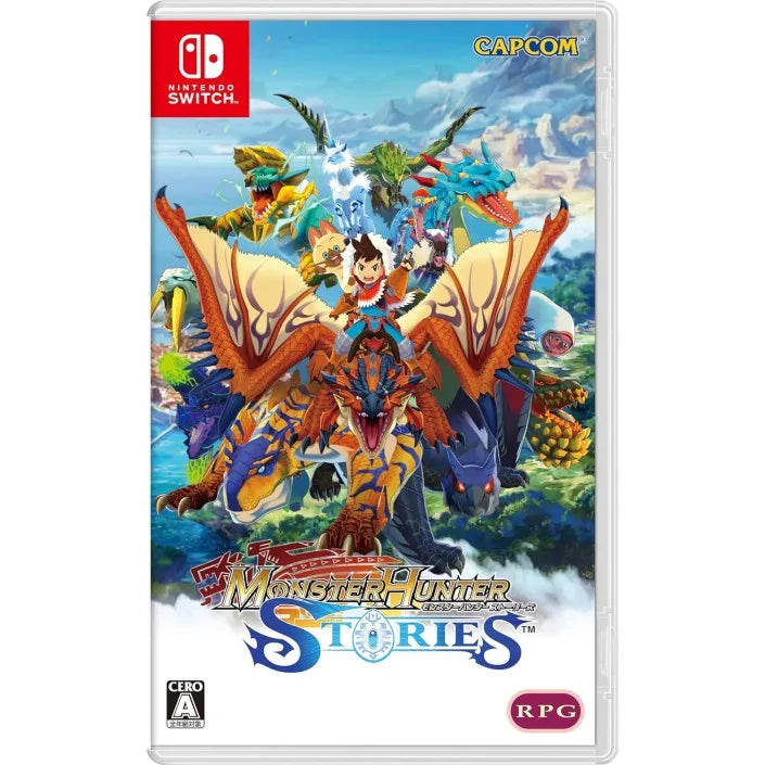 Monster Hunter Stories for Nintendo Switch, Role-Playing Game (RPG), original, sealed PAL EU, featuring unique monster breeding and turn-based combat mechanics for a vibrant adventure in the Monster Hunter universe.