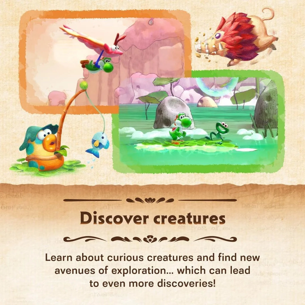 Yoshi and the Mysterious Book Game for Nintendo Switch 2, physical format, English language, factory sealed, Nintendo brand, compatible with Switch games, includes multi-language subtitles for an immersive experience.