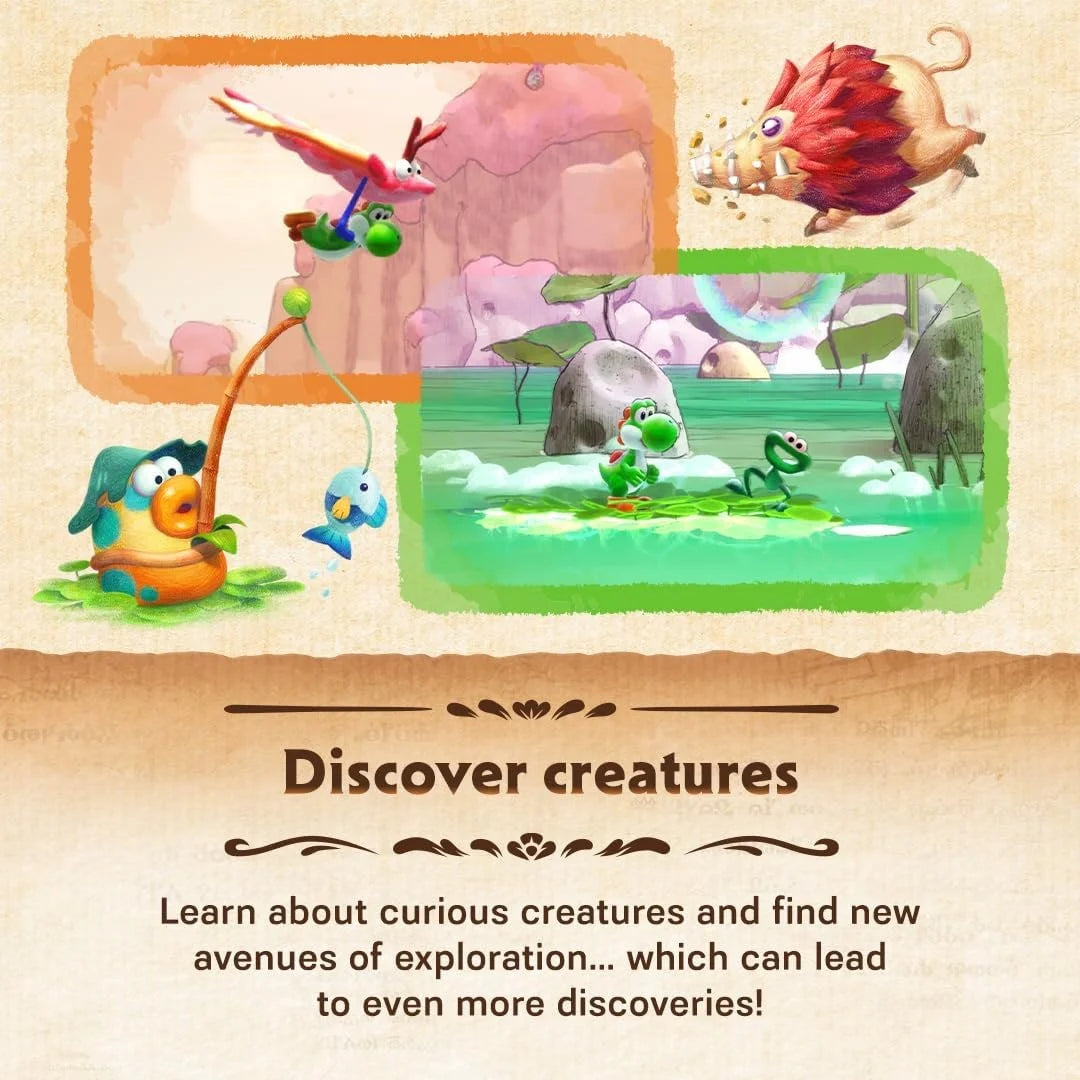Yoshi and the Mysterious Book Game for Nintendo Switch 2, physical format, English language, factory sealed, Nintendo brand, compatible with Switch games, includes multi-language subtitles for an immersive experience.