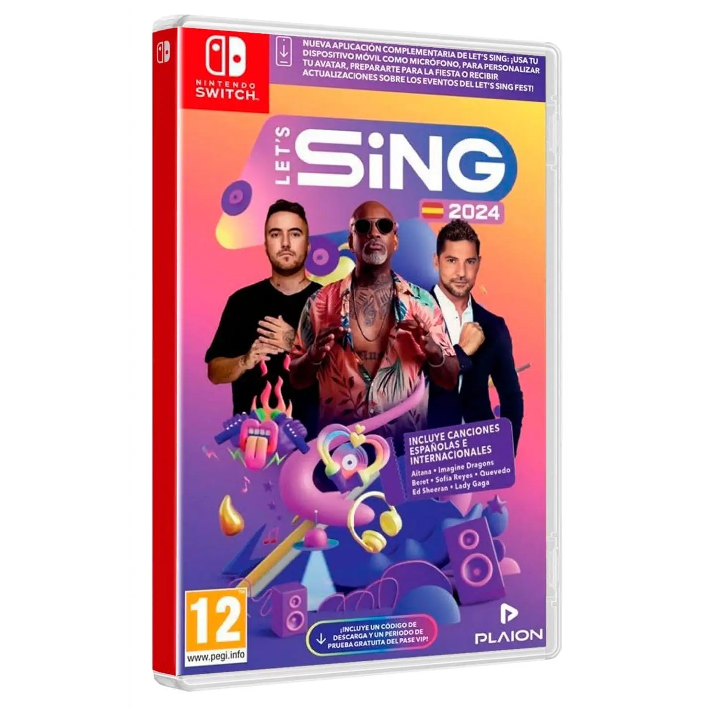 Let's Sing 2024 - Spain Version for Nintendo Switch, Spanish language, includes local multiplayer and career mode, ideal for ages 8-11, great for family fun and entertainment with new features and exciting gameplay.