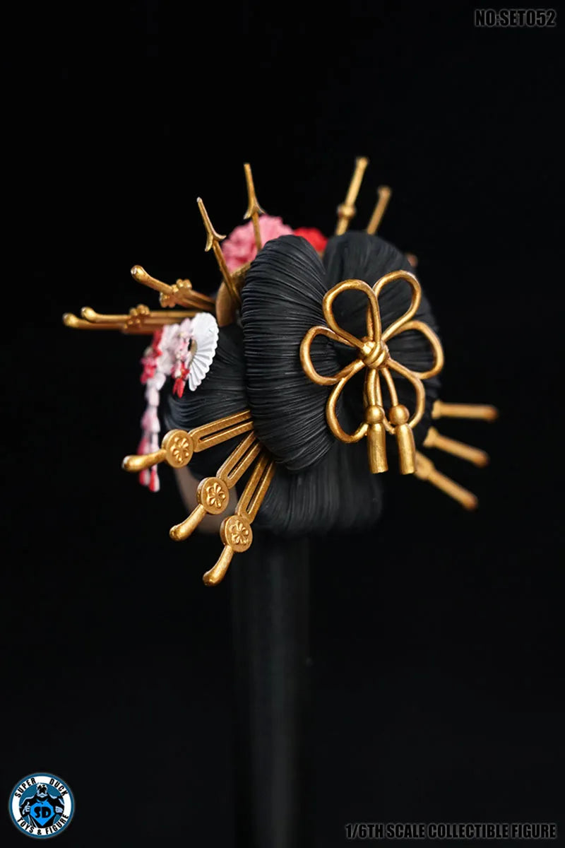 Auf Lager SET052 1/6 Japanische Geisha Oiran Japanische Sengoku Kopfskulptur Kimono Kostüm Kleidung Set Modell für 12'' Körper