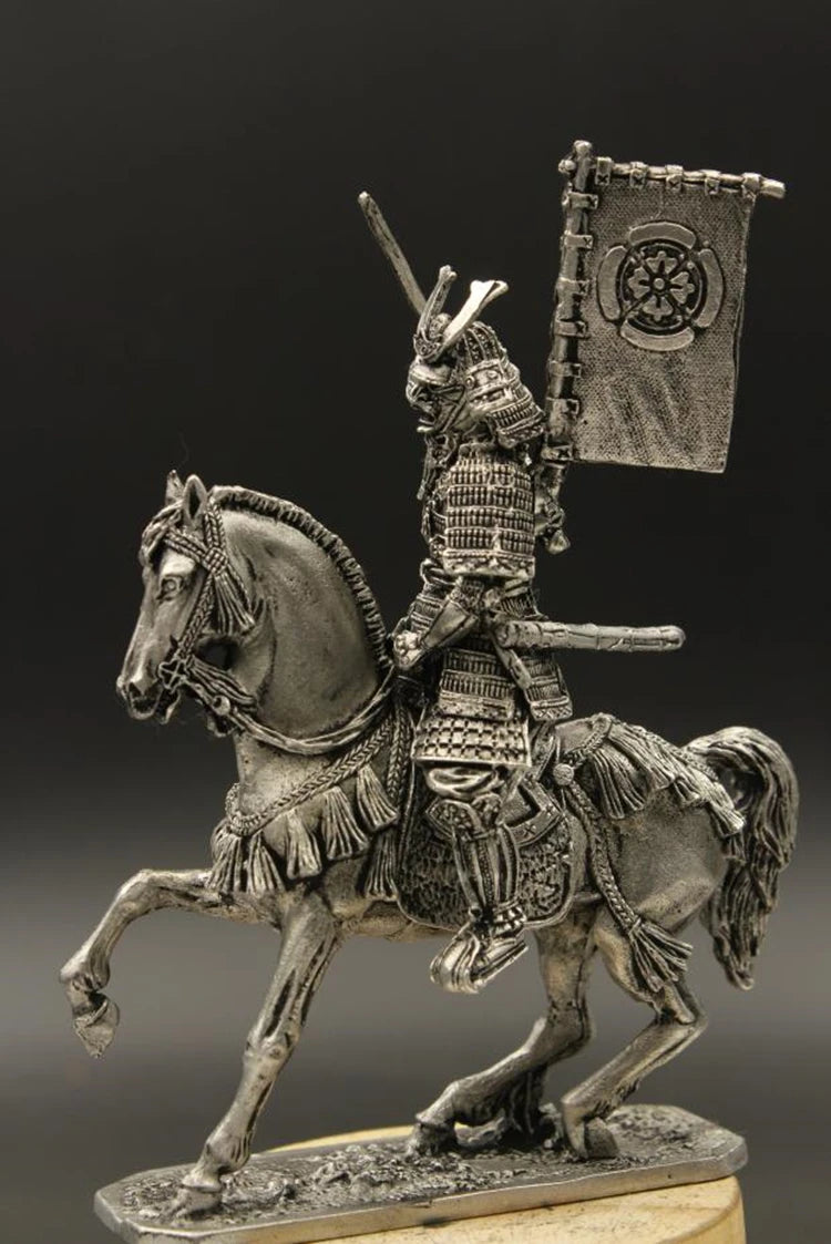 Metal Ancient Soldier Model Japanese Warring Country Oda Family Riding Samurai Home Office and Bar Decor Customize Gifts 1/30