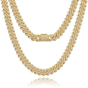 14mm S925 Sterling Silver VVS1 Moissanite Diamond Cuban Link Chain Necklace For Men Hip Hop Jewelry Miami Unisex Party Gift