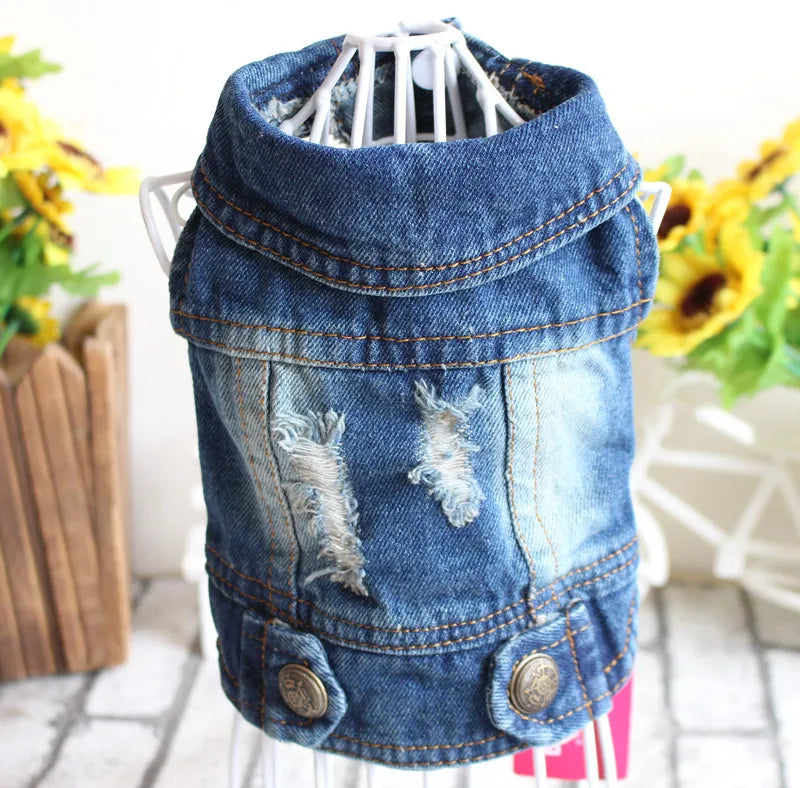 Denim-Hundekleidung für Pitbulls, modische Jeansjacke für Hunde, blaues Cowboy-T-Shirt für Shih Tzu, coole Kleidung für kleine Hunde